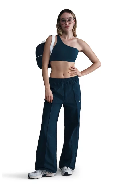 Панталон с джобове встрани и широк крачол - Тъмносин