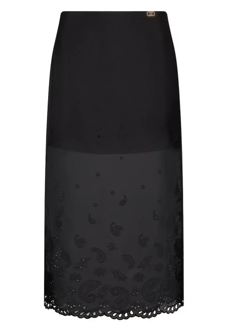 Пола с бродерии - Черен