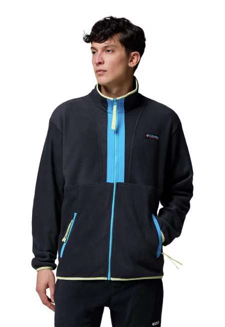 Поларено трекинг яке Backbowl™ II с цип - Избеляло черно/Бледозелен/Кралско Синьо