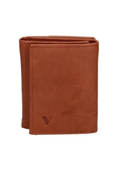 Портфейл от еко кожа с тройно прегъване - Кафяв