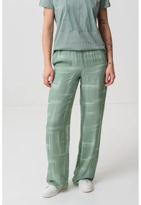 Прав панталон с десен - Бледозелен
