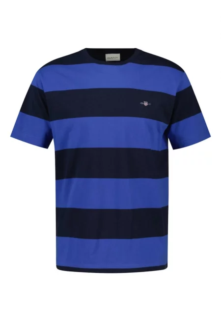 Раирана тениска с овално декооте - Син