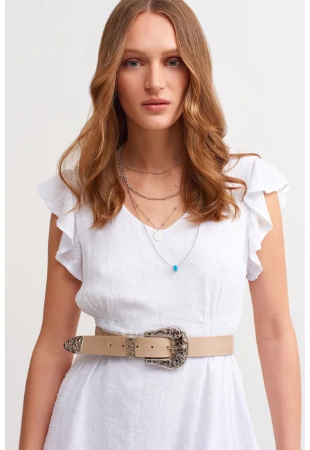 Разкроена къса рокля - Бял