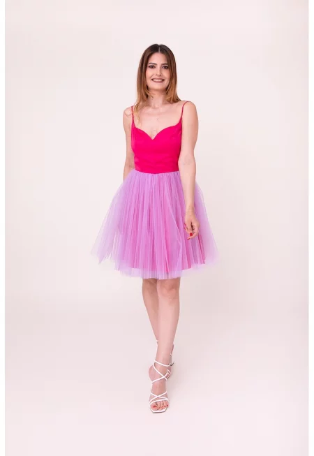 Разкроена рокля Bloom с панделка на гърба - Фуксия/Лилав