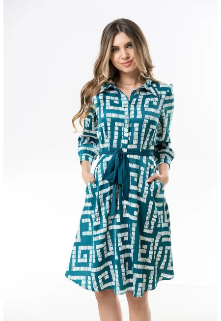 Разкроена рокля Esmeralda с колан - Тюркоаз