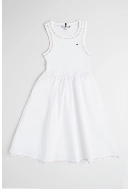 Разкроена рокля с лого - Бял