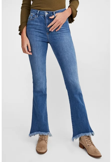 Разкроени дънки с незавършен подгъв - Син