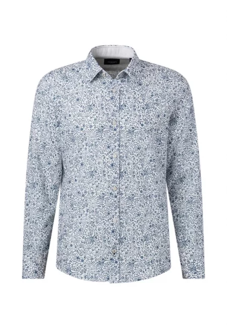 Риза regular fit с дълъг ръкав и флорален принт - Син