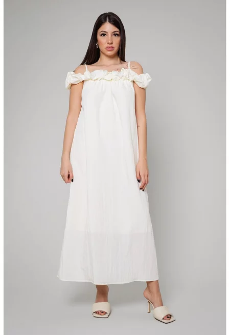 Рокля с отвори на раменете и джобове