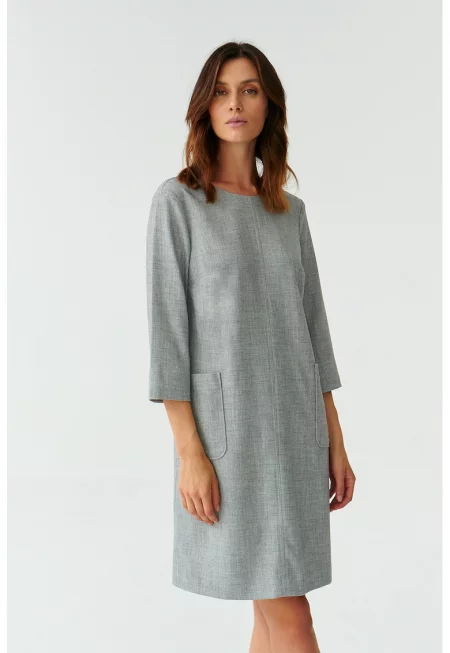 Рокля Skapi с 3/4 ръкави и пришити джобове - Сив