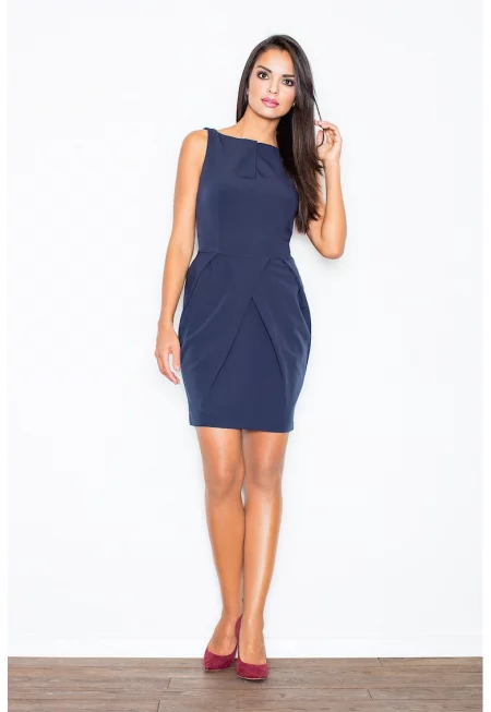 Рокля  тъмносиня - без ръкави - елегантна - полиестер