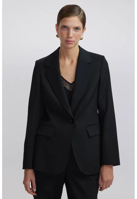 Сако с раздвоен ревер - Черен