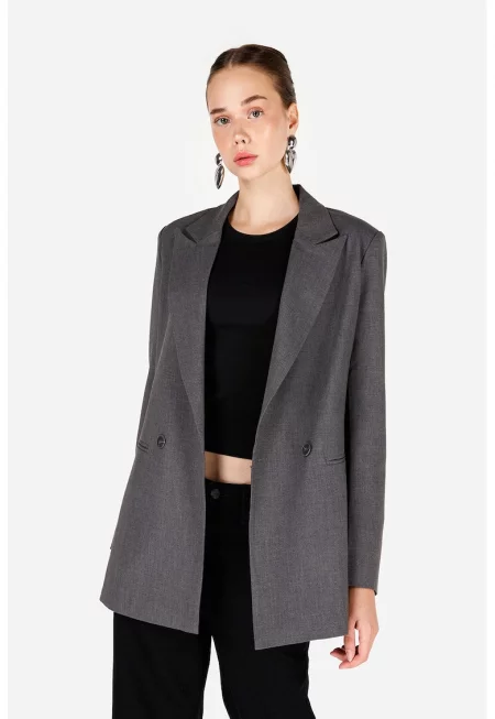 Сако с раздвоен ревер - Tъмносив