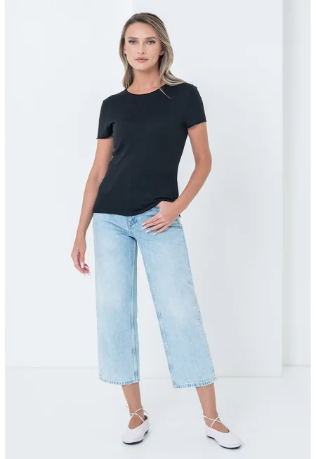 Семпла тениска без шарка - Черен