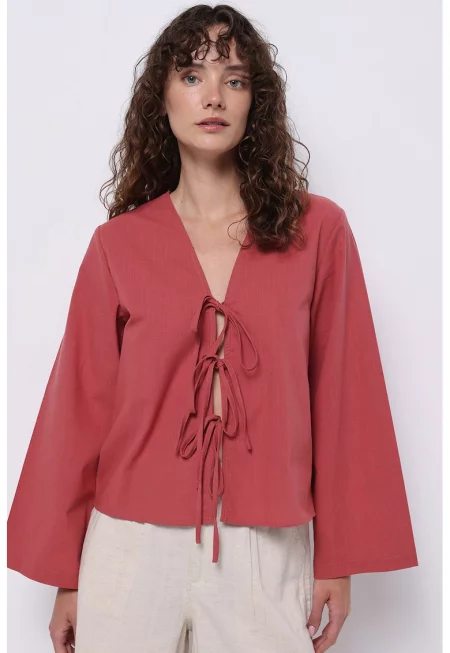 Шпиц блуза с връзки