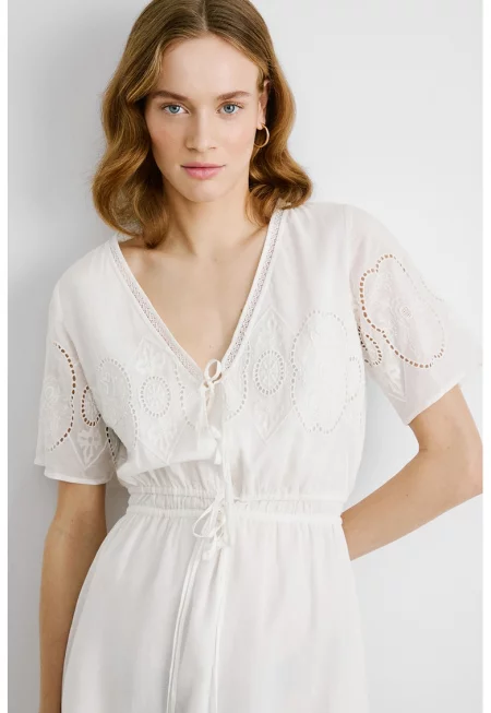 Шпиц рокля с ажур - Слонова кост