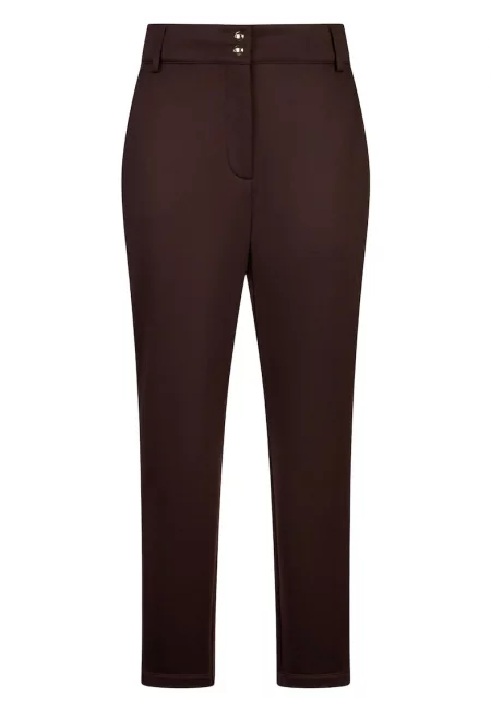 Скъсен панталон със скосени джобове - Тъмнокафяв