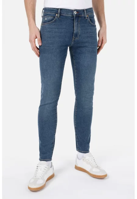 Скини дънки със средна талия - Тъмносин