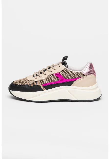 Скосени спортни обувки Starlyn с метален ефект - Черен/Фуксия/Бежов
