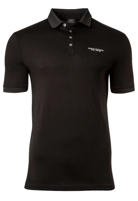 Стандартна тениска с яка - Черен