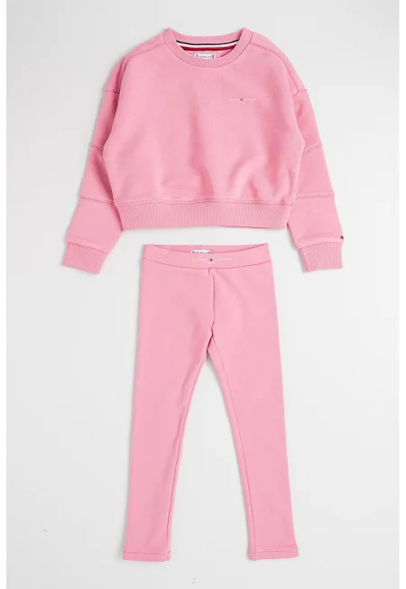 Суитшърт и клин с лого - 2 части - Светлорозов