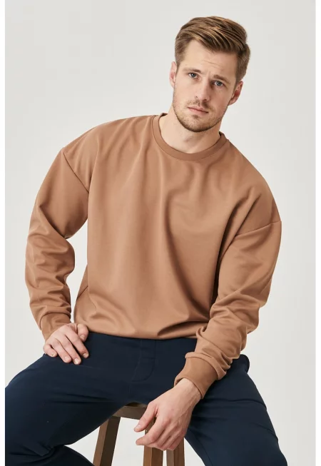 Суитшърт с овално деколте и паднали ръкави