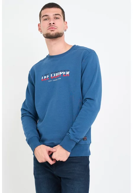 Суитшърт с памук с лого - Червен/Бял/Тъмносин