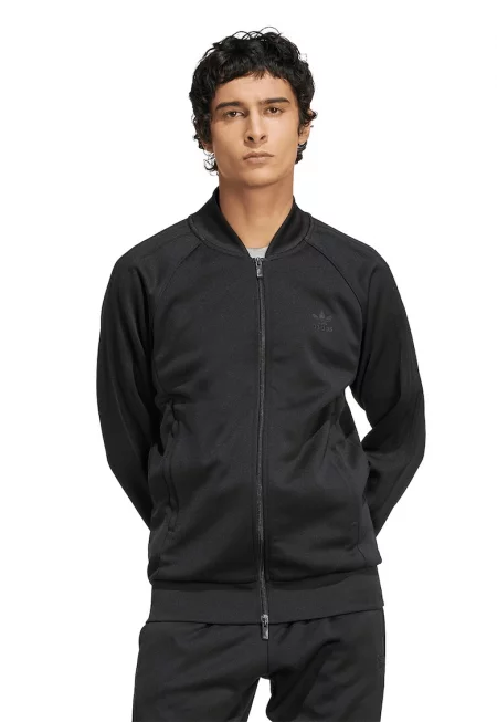 Суитшърт с цип и лого - Черен