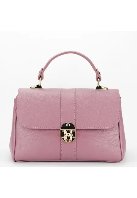 Светлорозова чанта от естествена кожа 1724 132 15620 - Тъмночервен