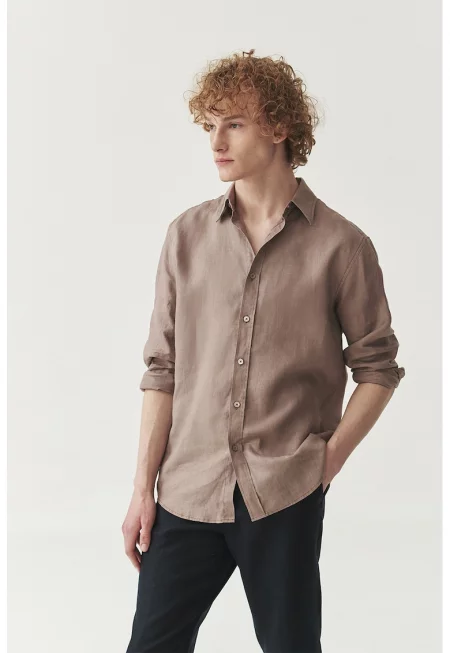 Свободна ленена риза - Бледовиолетов