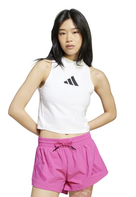 Танк топ с лого - Избеляло черно/Бял