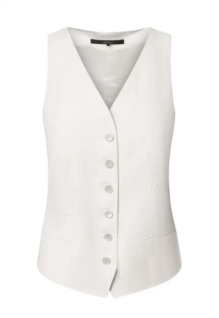 Текстурирана жилетка със закопчаване с копчета - Бял