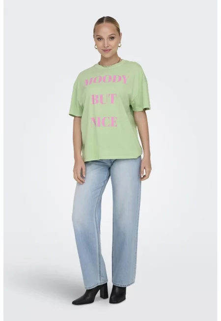 Тениска Rilly с паднали ръкави и надпис