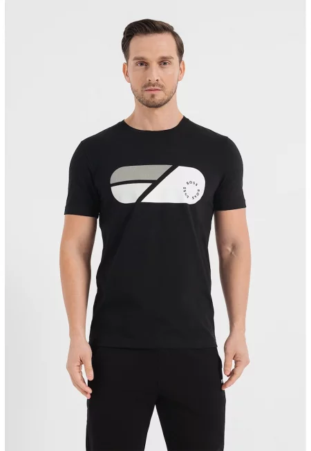 Тениска с фигурална щампа - Бял/Черен