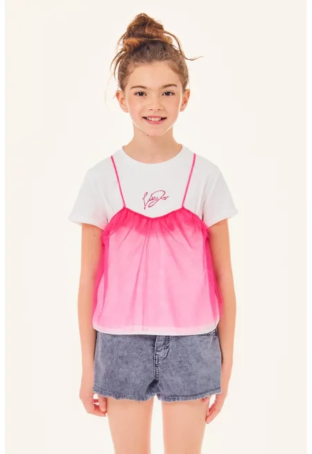 Тениска с покритие от тюл