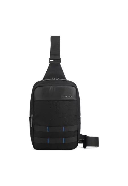 Унисекс чанта през рамо с джобове - Черен