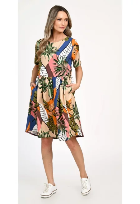 V343 Tropical Pattern Dress