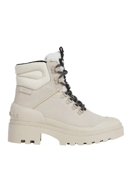 Велурени боти с масивен ток - Слонова кост