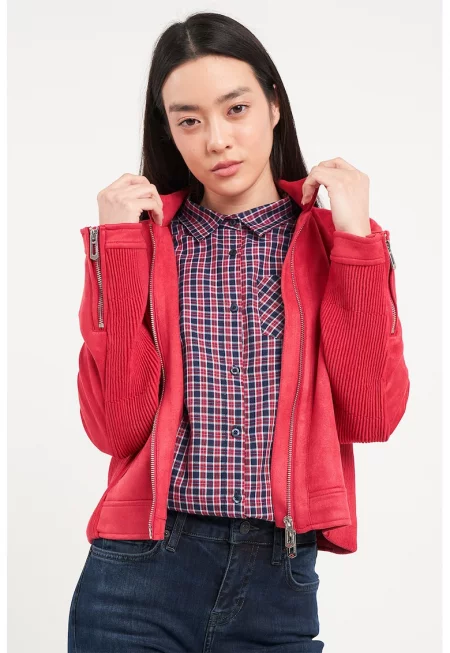 Яке с джобове с цип - Корал