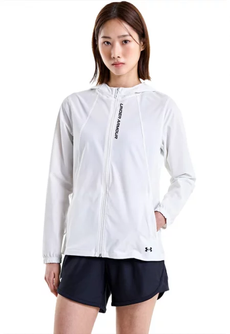 Яке за бягане OutRun The Storm с качулка - Бял