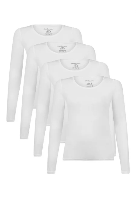 Блуза Lara с дълги ръкави - 4 броя - Бял