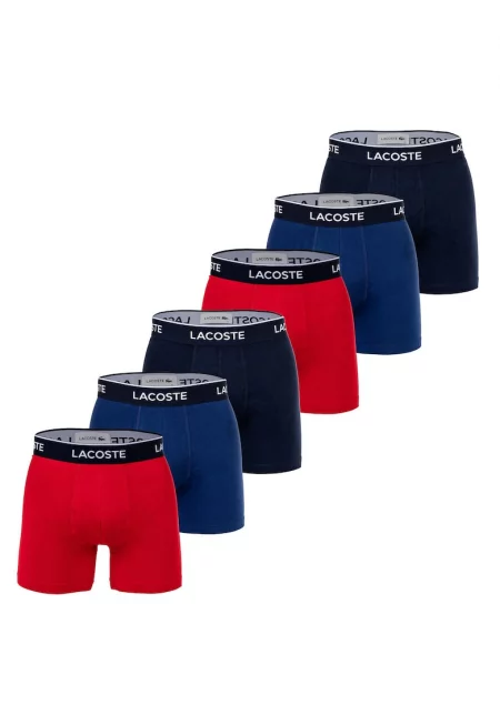 Боксерки с лого - 6 чифта - Червен/Тъмносин