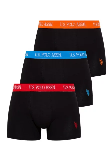 Боксерки с памук и лого - 3 чифта - Черен