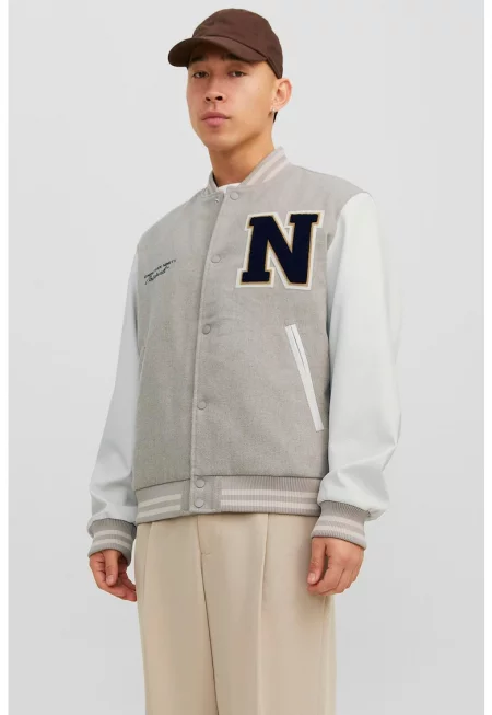 Бомбър яке с ръкави от еко кожа