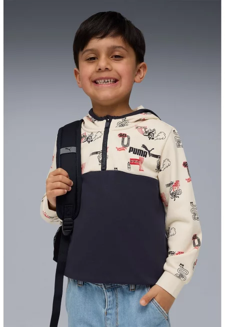 Boys - Десенирано худи с къс цип