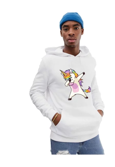 Бяла мъжка качулка - готин еднорог