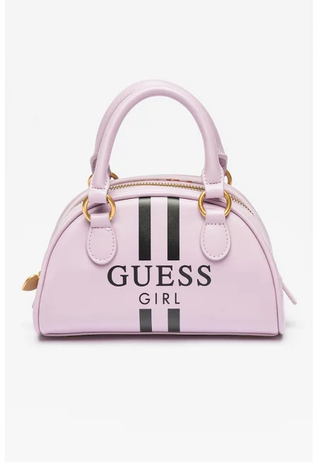 Чанта от еко кожа с лого - Лилав