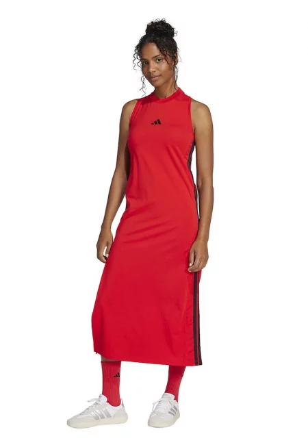 Дълга рокля с памук и цепка встрани