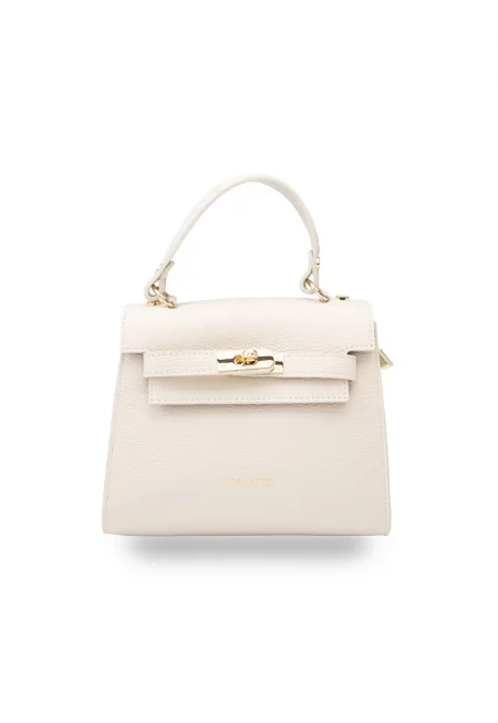 Дамска чанта от естествена кожа - зелена - natural beige