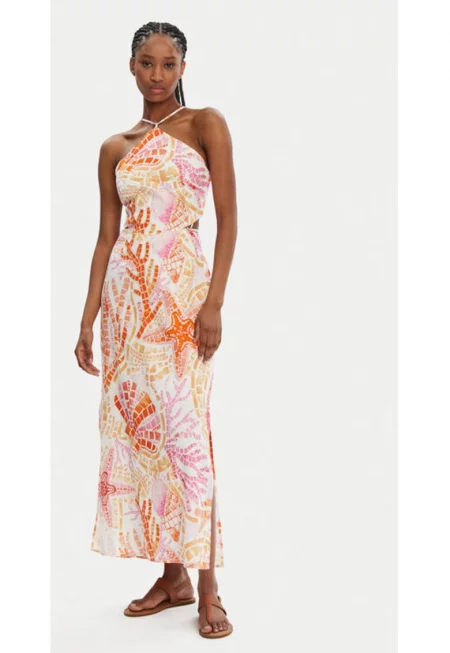 Дамска рокля -  304991394 - Лен/Вискоза - Многоцветна - Многоцветен